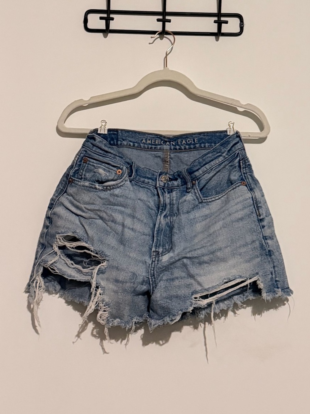 American Eagle Outfitters Light Wash Distressed Denim Shorts